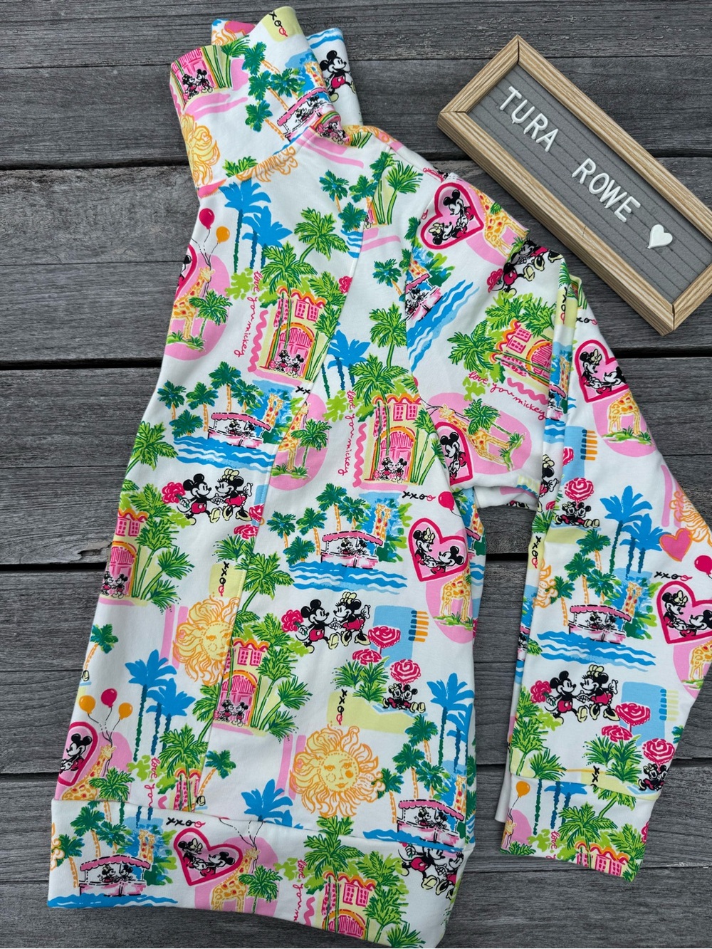 Lilly Pulitzer Eleni Half Zip Pullover Mickey Print Pink Size XXL NWT